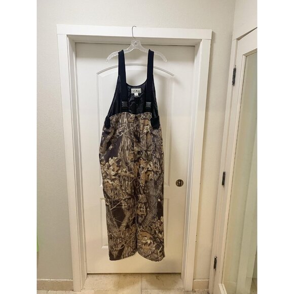 Vintage LL Bean Bib Overalls Mens Large Camo Gore-Tex Waterproof Hunting Pants O - Picture 1 of 4